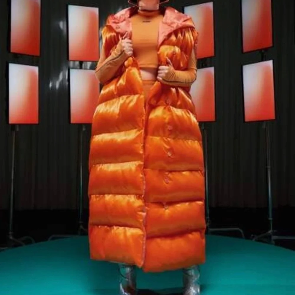 Orange long bubble vest - Picture 2 of 2